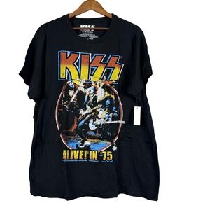 KISS Band T-Shirt Mens Large Gray Heather Short Sleeve Graphic Rock Logo Tee Lrg